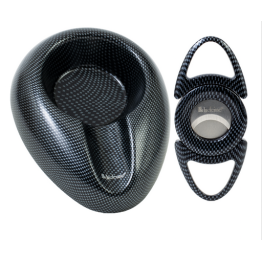 Black Carbon Fiber Cutter & Ashtray Set