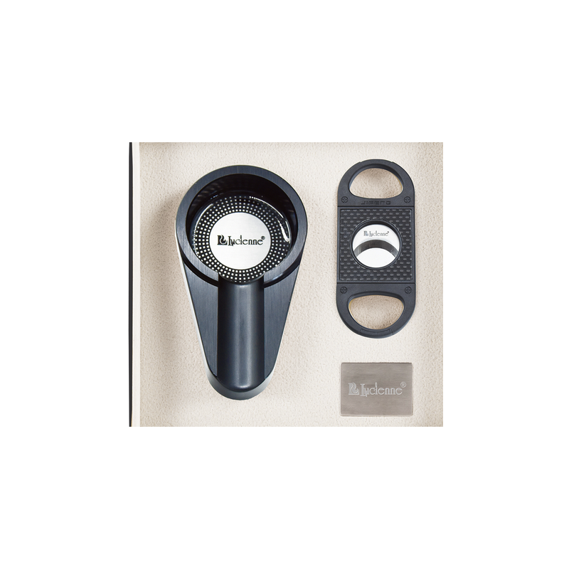 Black Metallic Cutter & Ashtray Set