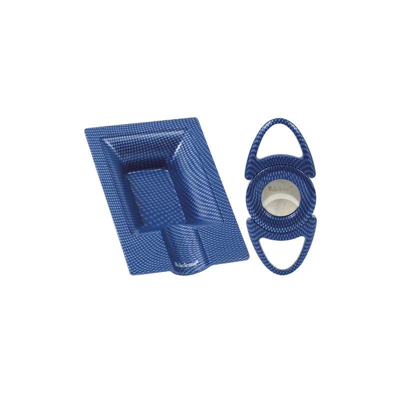 Blue Carbon Fiber Cutter & Ashtray Set