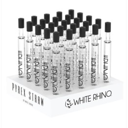 WHITE RHINO Pyrex V2 Dab Straw w/Silicone Cap 25pk
