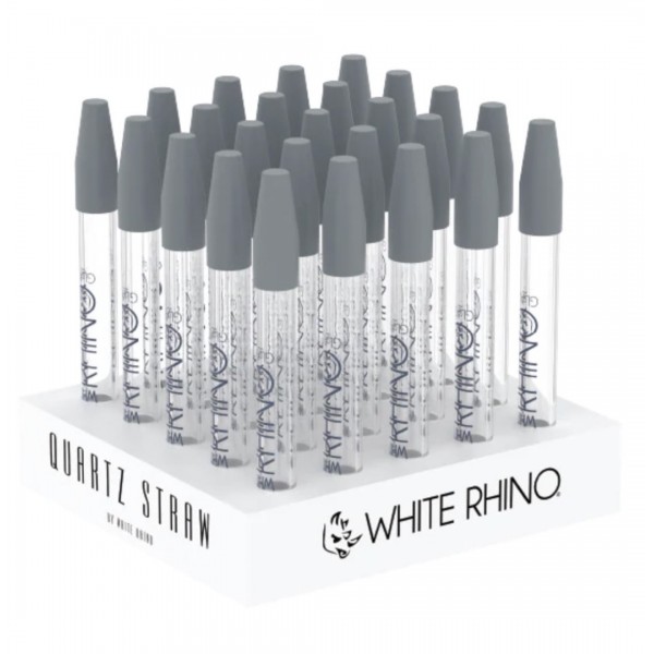 WHITE RHINO Quartz Dab Straw w/Silicone Cap 25pk