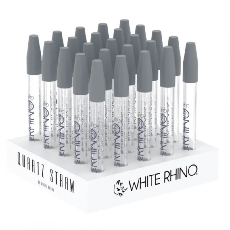 WHITE RHINO Quartz Dab Straw w/Silicone Cap 25pk