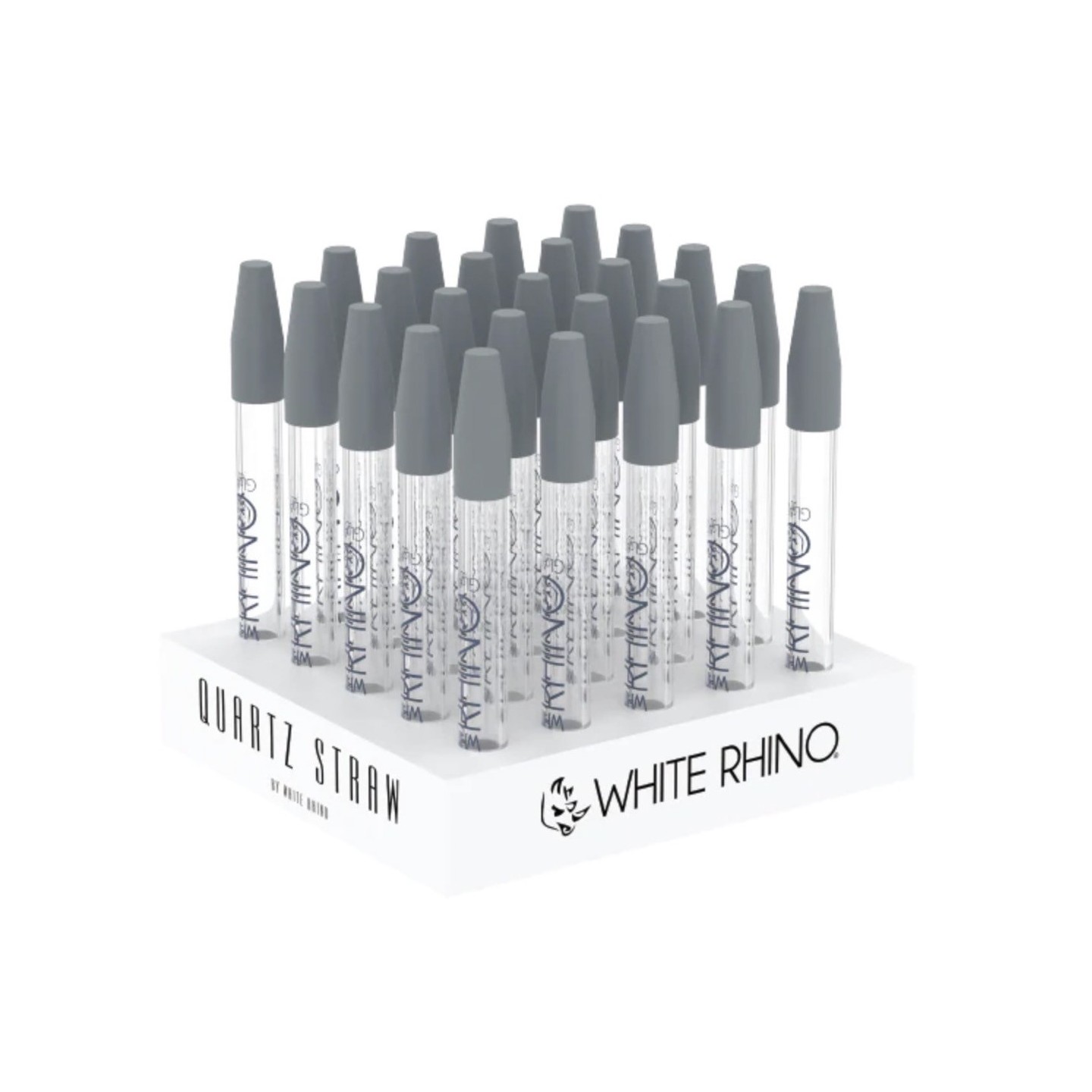 WHITE RHINO Quartz Dab Straw w/Silicone Cap 25pk