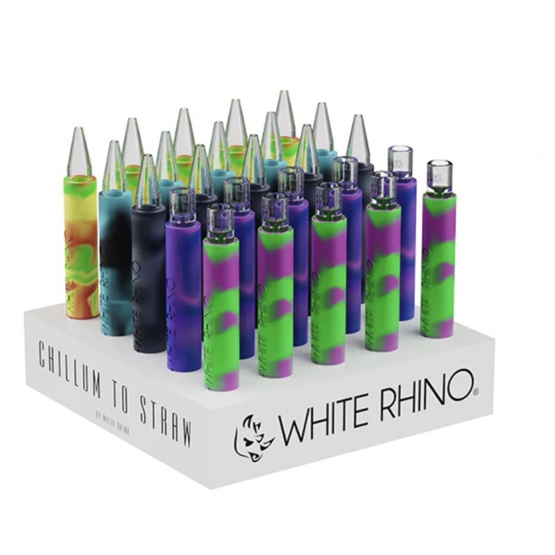 WHITE RHINO Pyrex Chillum to Straw 25pk