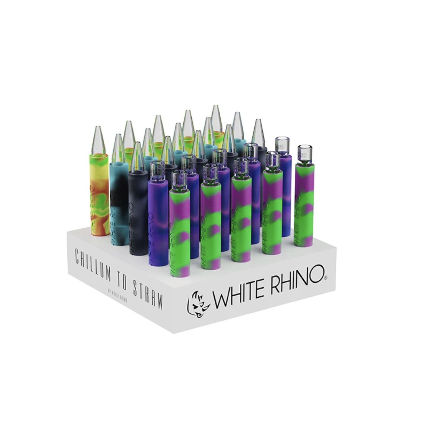 WHITE RHINO Pyrex Chillum to Straw 25pk