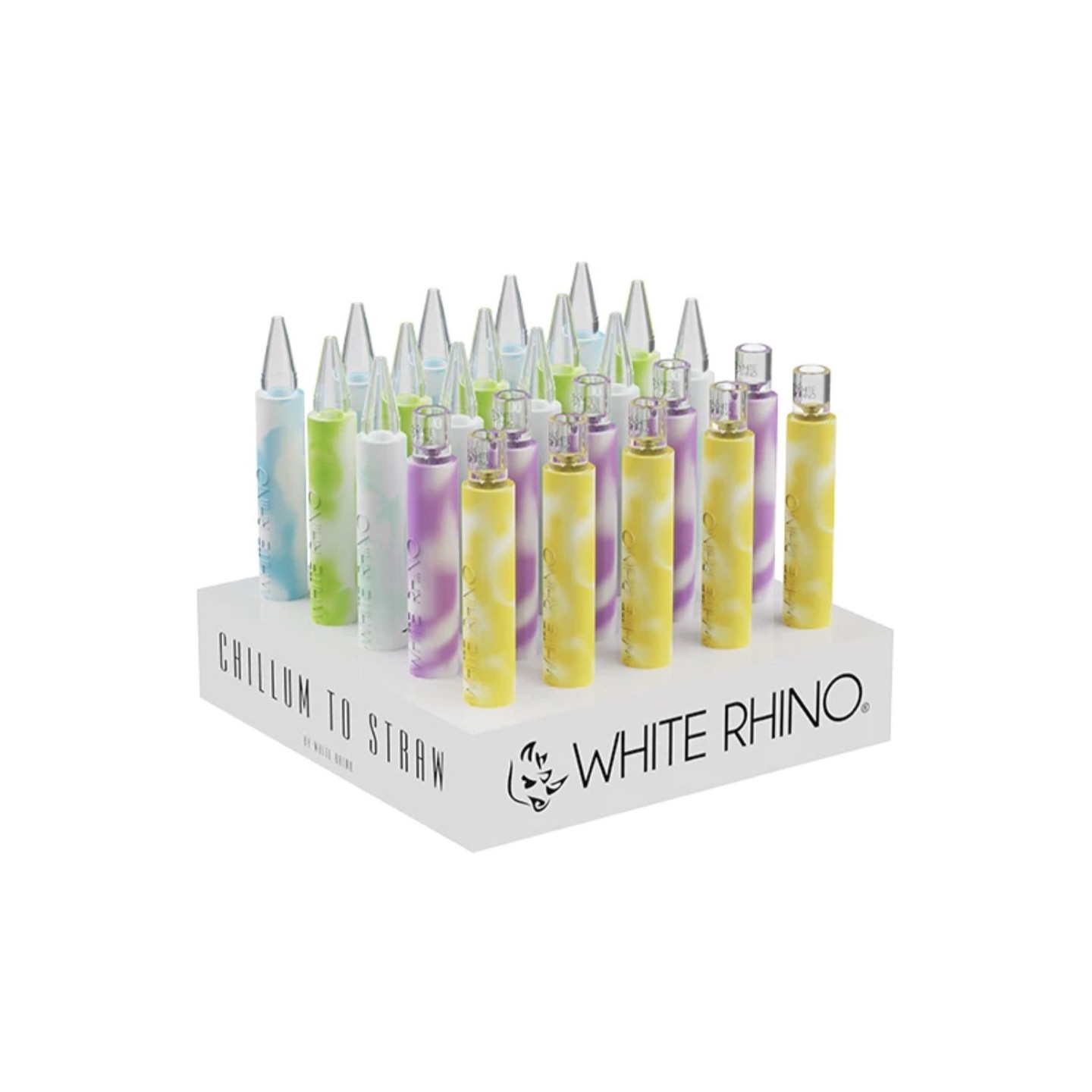 WHITE RHINO Quartz Chillum to Straw GLO 25pk