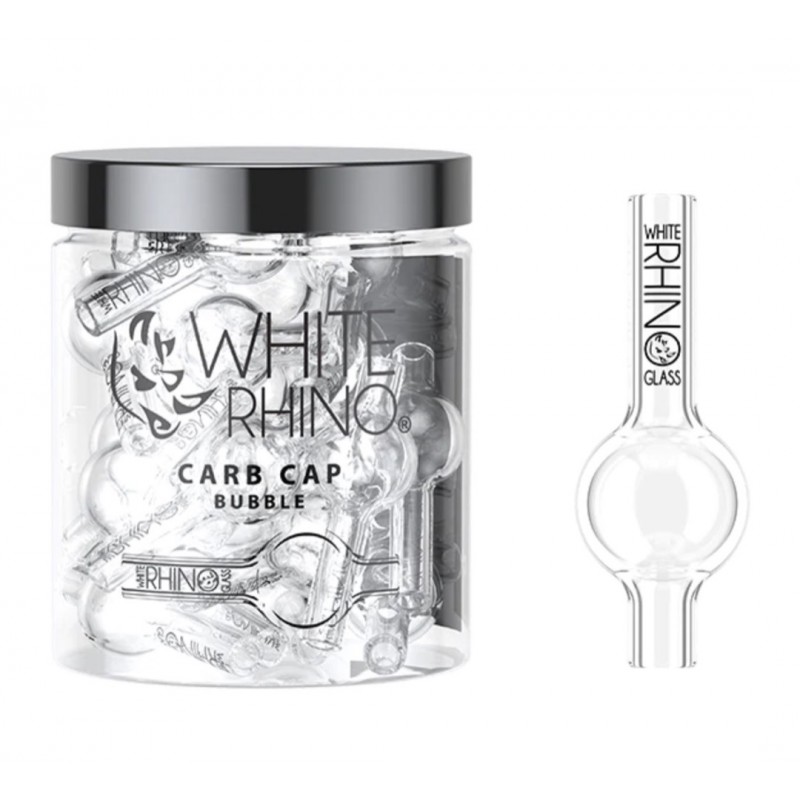 WHITE RHINO Glass Bubble Carb Cap 30ct WHITE RHINO Glass Bubble Carb Cap 30ct