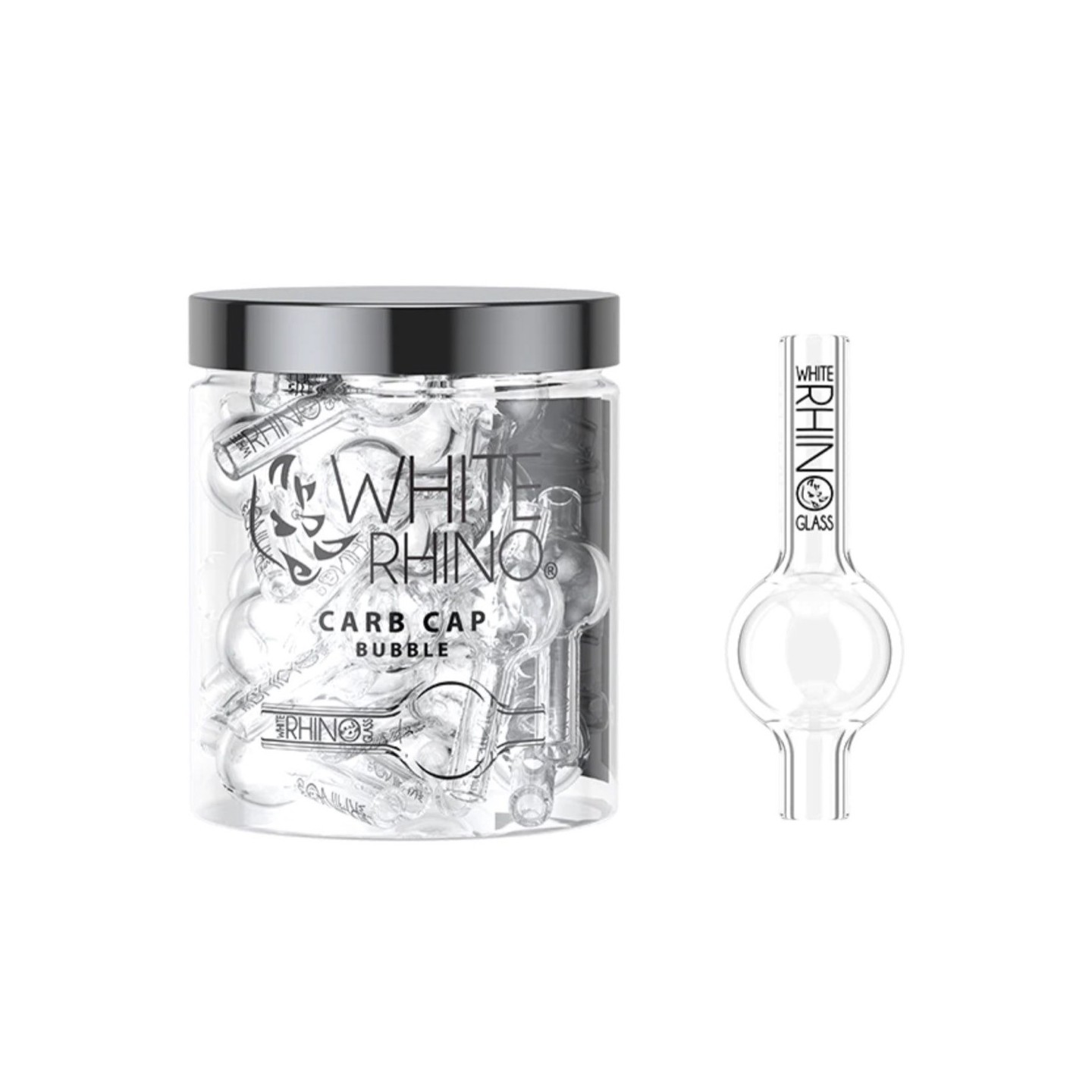WHITE RHINO Glass Bubble Carb Cap 30ct