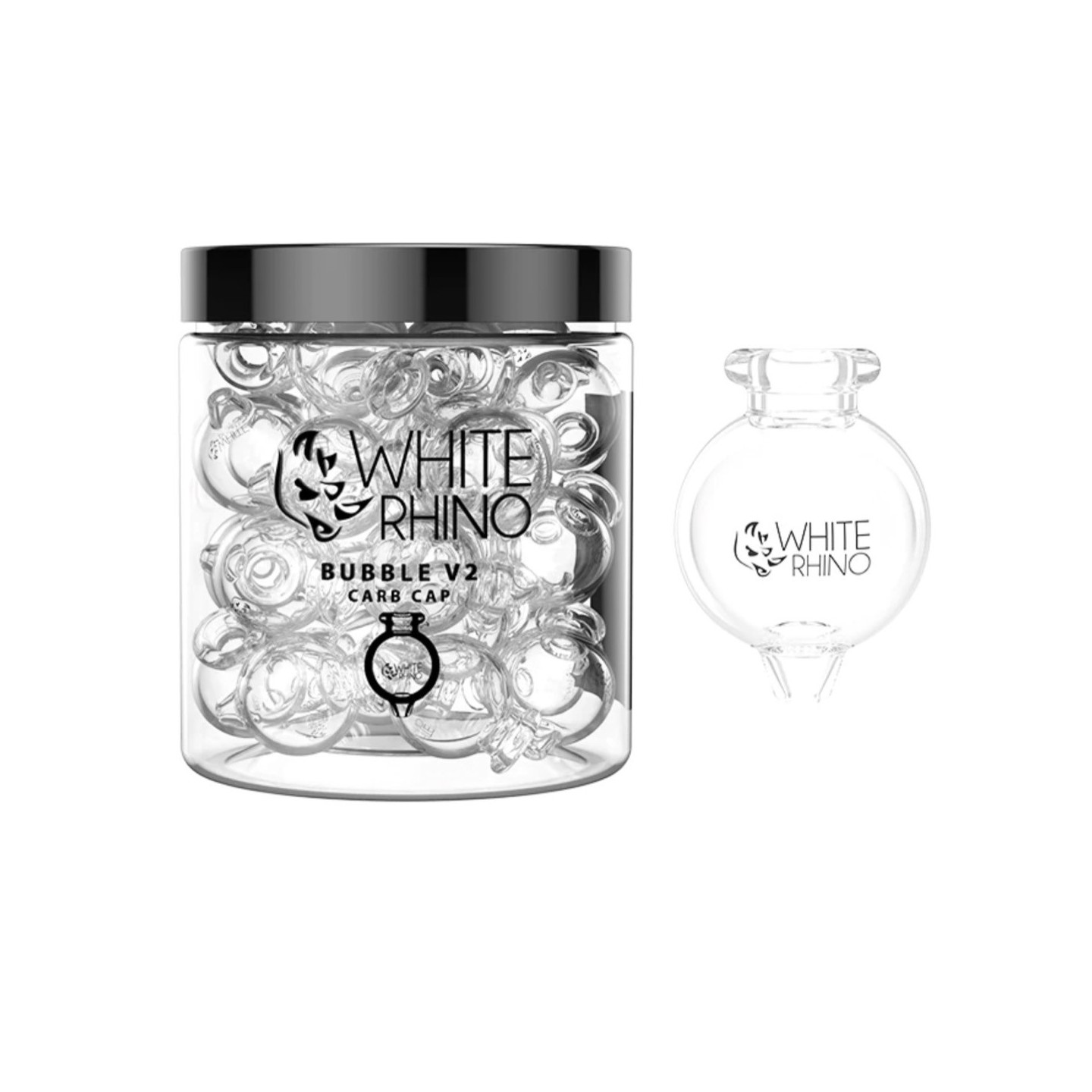 WHITE RHINO Glass Bubble V2 Carb Cap 20ct