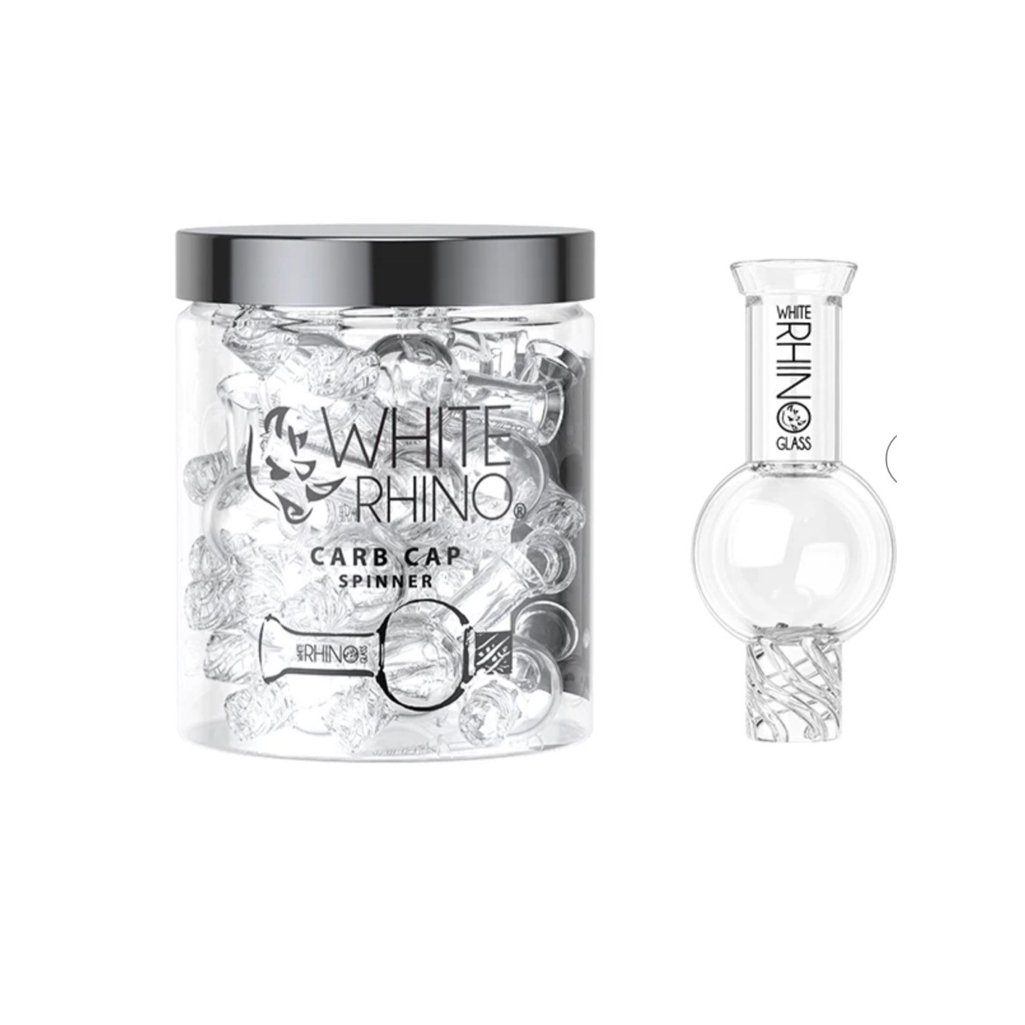 WHITE RHINO Glass Spinner Carb Cap 15ct