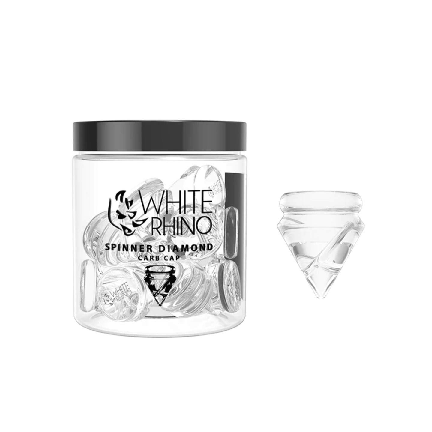 WHITE RHINO Glass Spinner Diamond Carb Cap 15ct