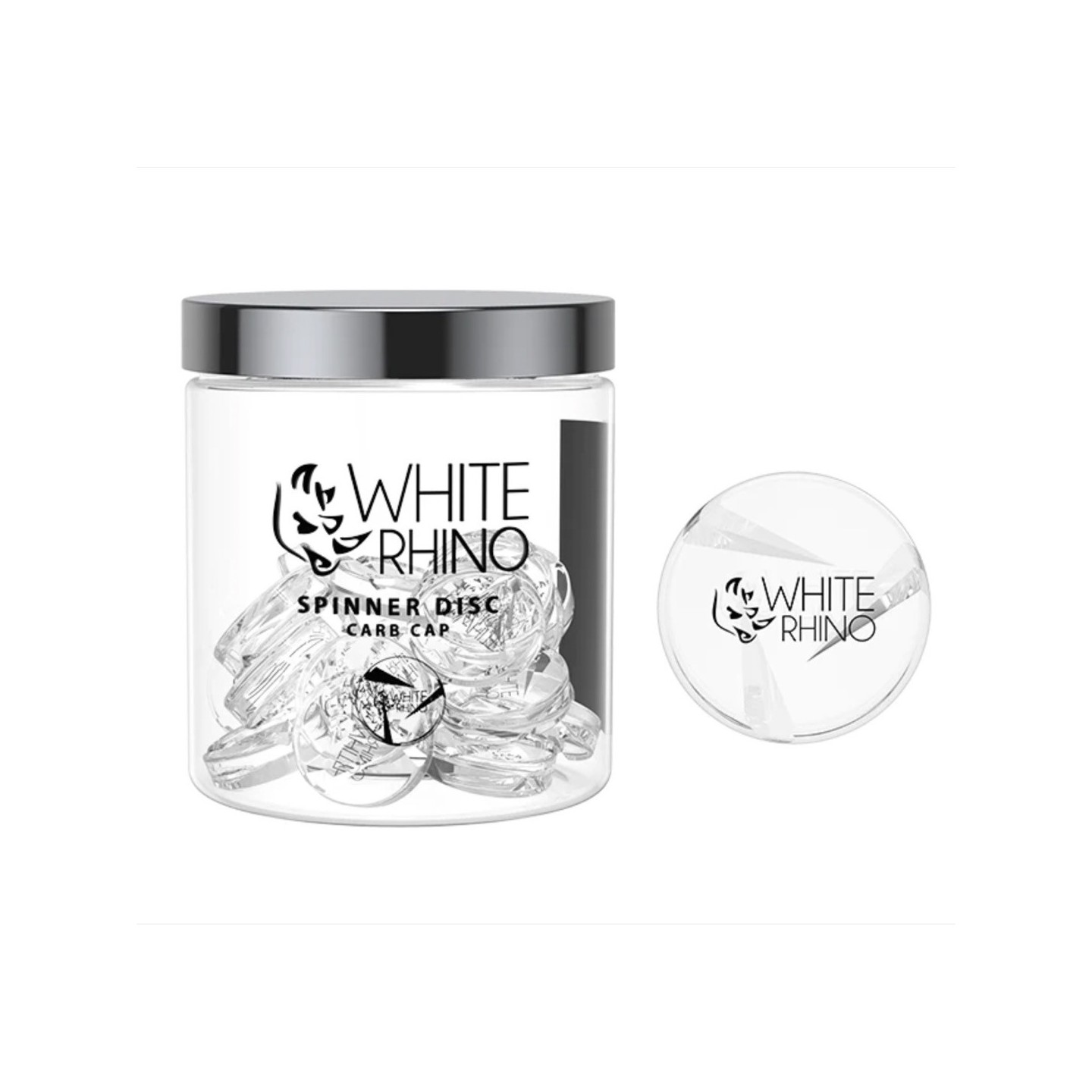 WHITE RHINO Glass Spinner Disc Carb Cap 20ct