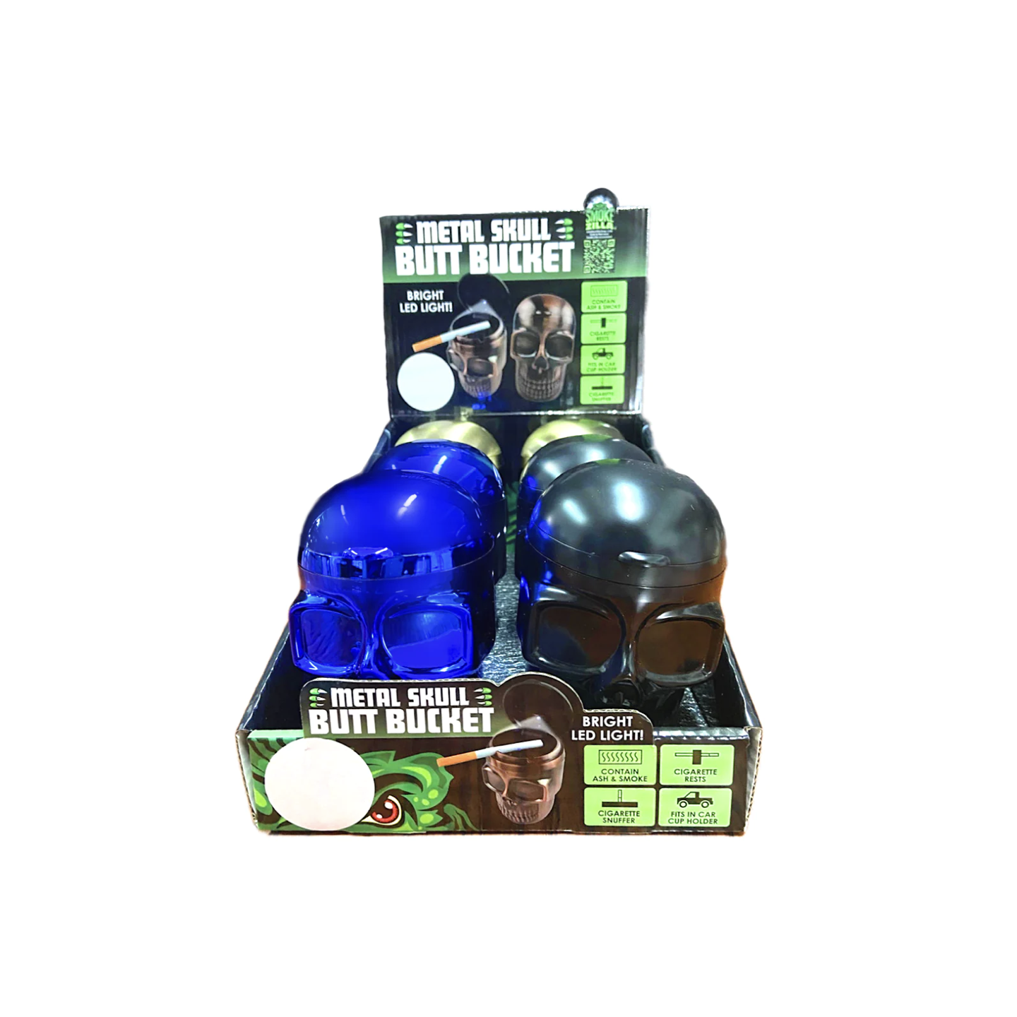 Ashtray Skull Butt Bucket Metal 6pk