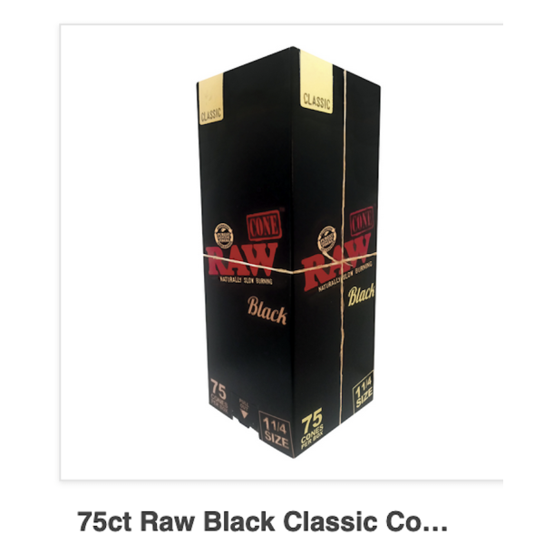 Raw Black Classic Cones King Size 75ct