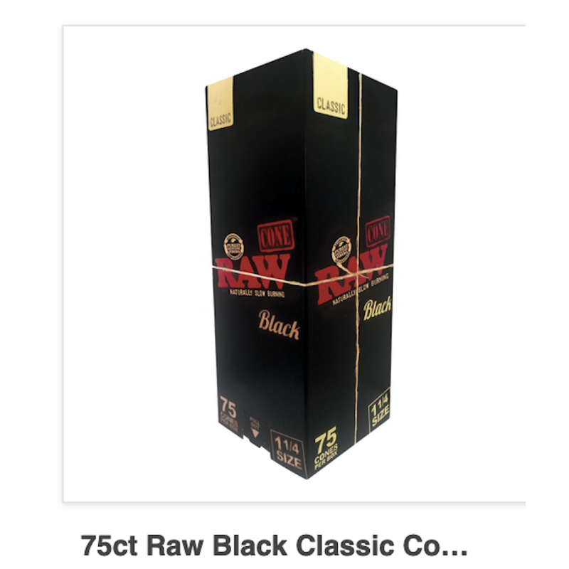 Raw Black Classic Cones King Size 75ct