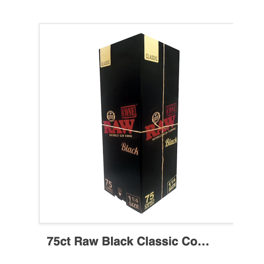 Raw Black Classic Cones King Size 75ct