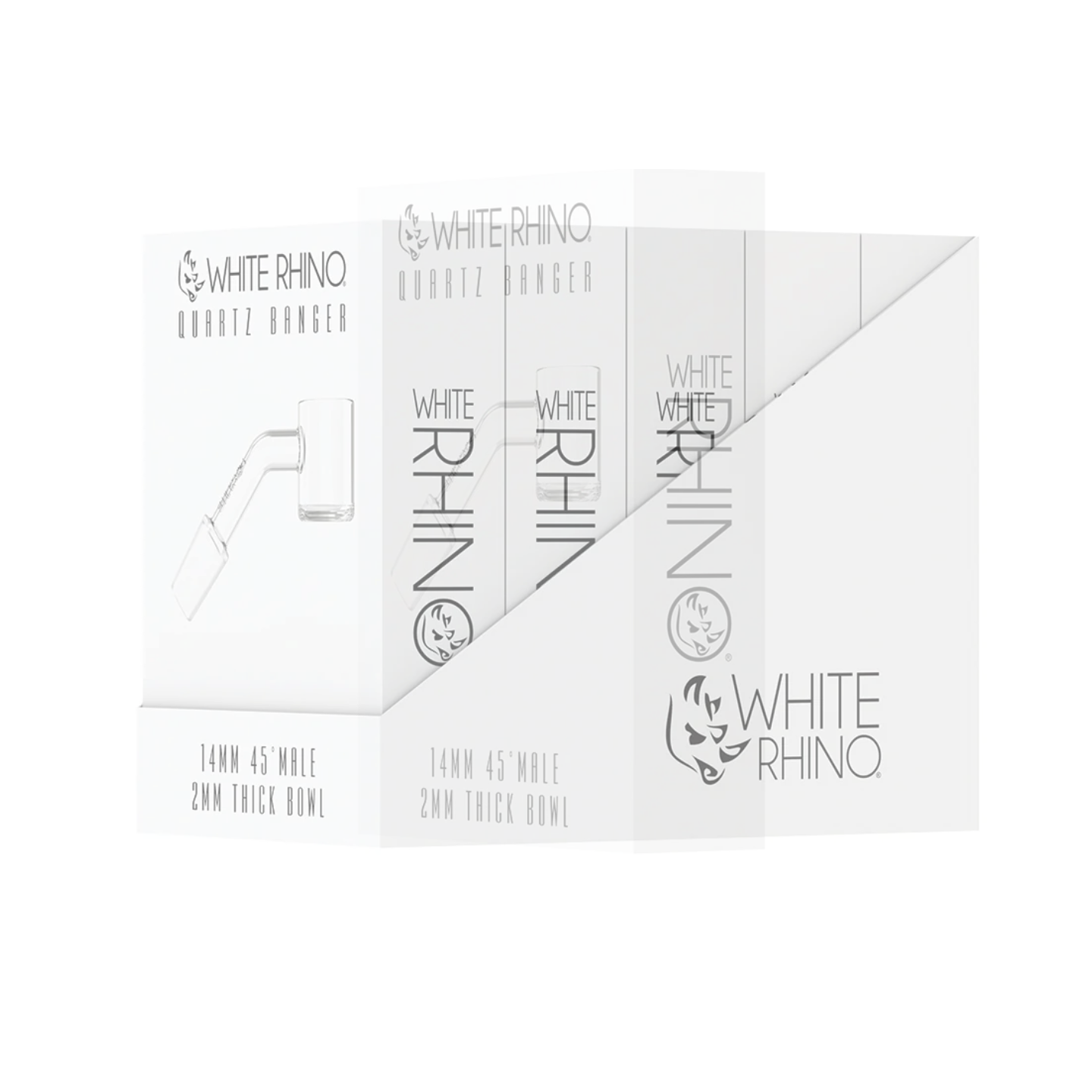 White Rhino 14MM 45° MALE QUARTZ BANGER 2MM - 5 COUNT DISPLAY