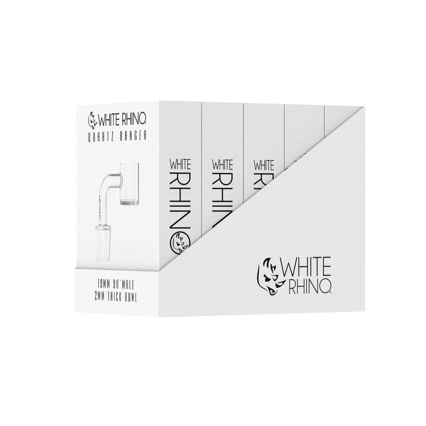 White Rhino 19MM 90° MALE QUARTZ BANGER 2MM - 5 COUNT DISPLAY