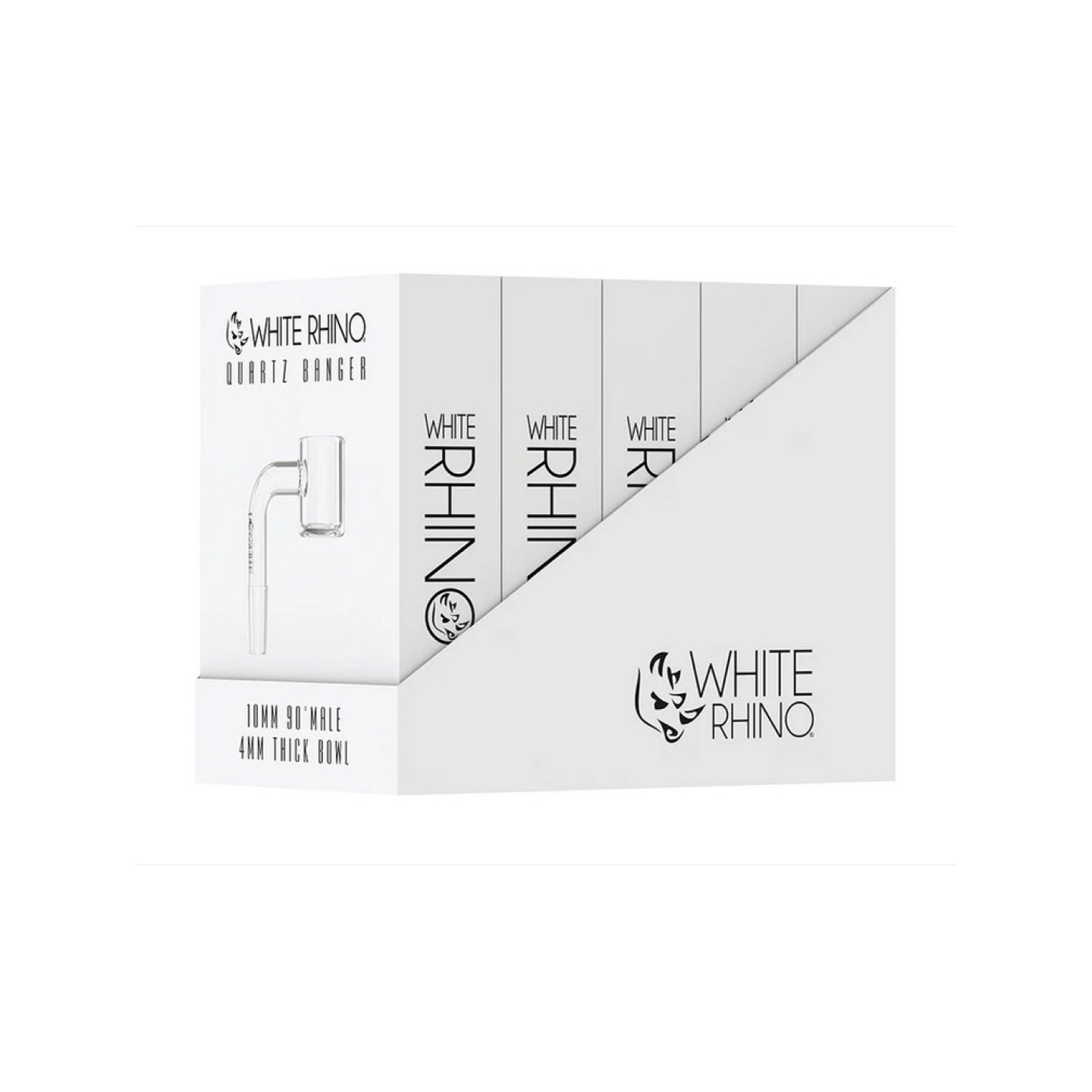 White Rhino 10MM 90° Male Quartz Banger 4MM - 5 count display