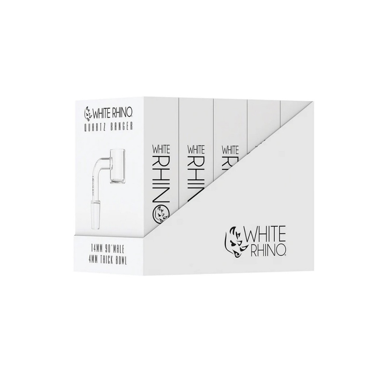 White Rhino 14MM 90° Male Quartz Banger 4MM - 5 count display