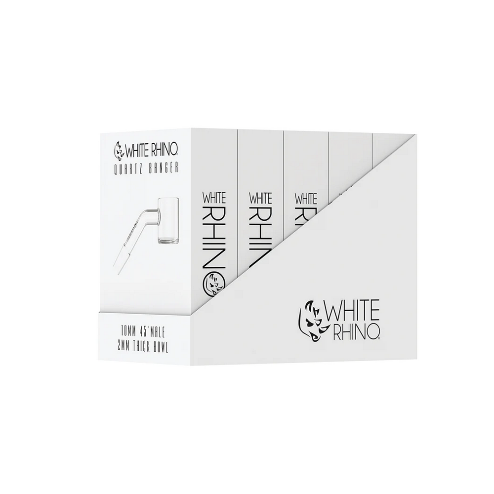White Rhino 10MM 45° Male Quartz Banger 4MM - 5 count display