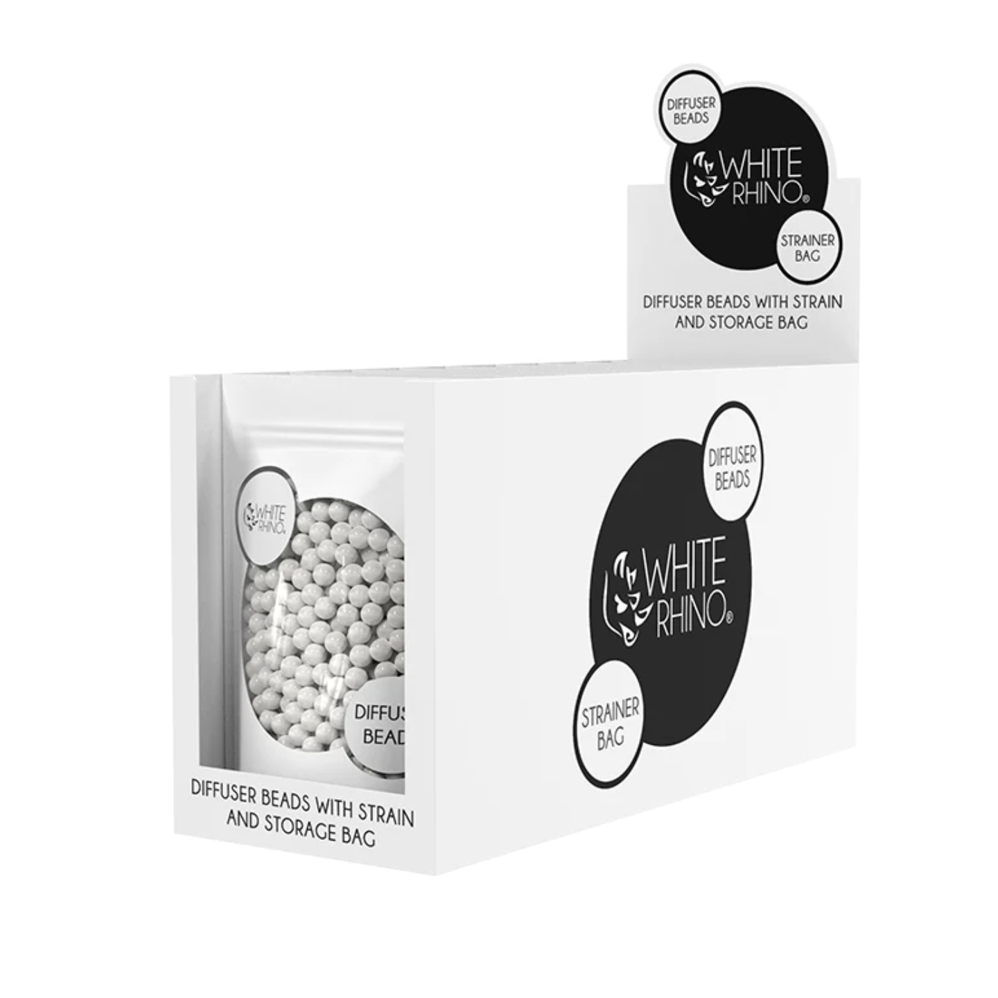 White Rhino DIFFUSER BEADS WITH STRAIN AND STORAGE BAG - 10 PACK DISPLAY