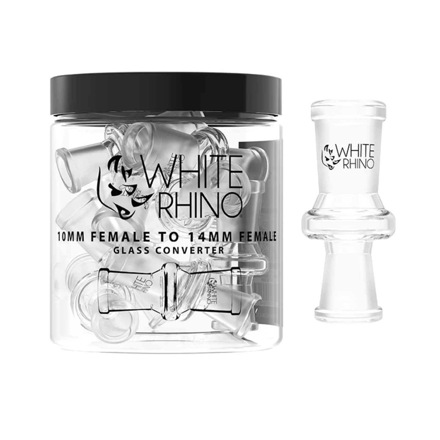 White Rhino 10MM FEMALE TO 14MM FEMALE GLASS CONVERTER - 10 COUNT JAR