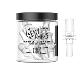 White Rhino 14MM MALE TO 19MM FEMALE GLASS CONVERTER - 10 COUNT JAR