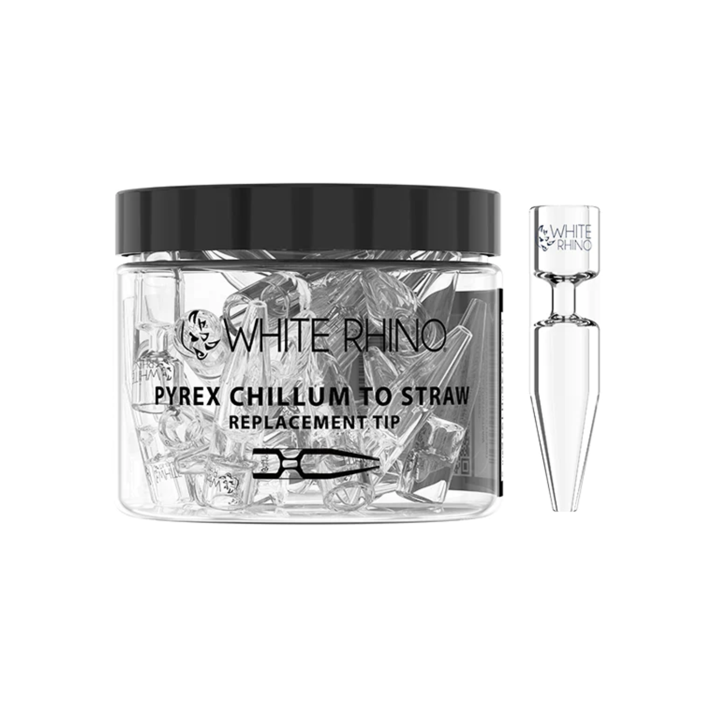 White Rhino Pyrex Chillum to Straw Replacement Glass 25CT