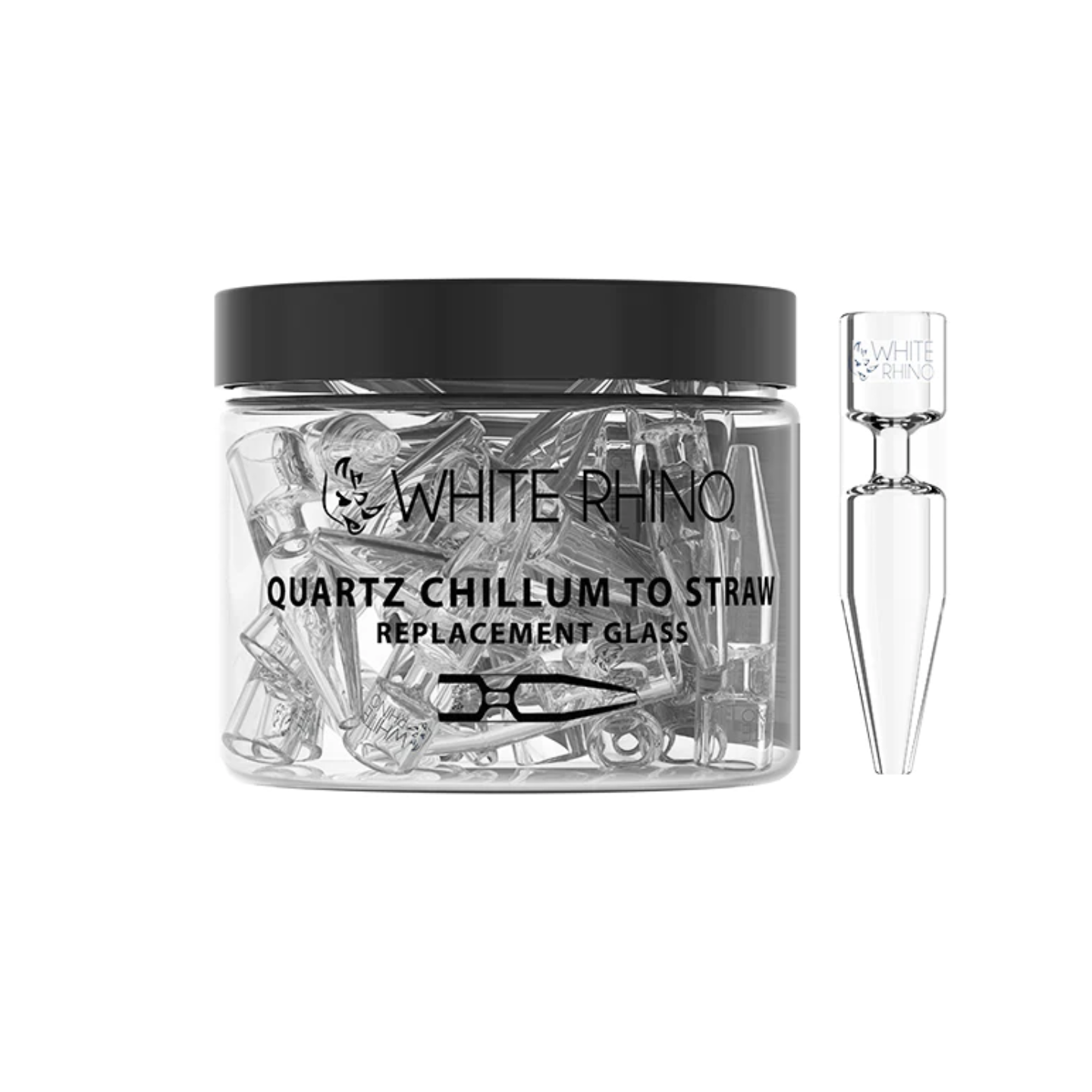 White Rhino Quartz Chillum to Straw Replacement Glass 25CT