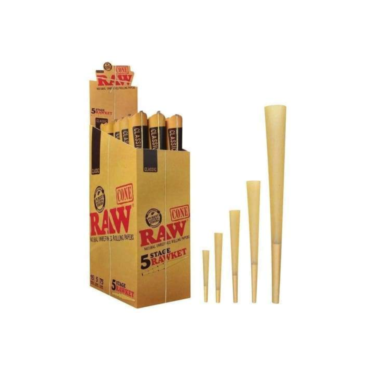 Raw Classic 5 Stage Rawket Cones 15PK