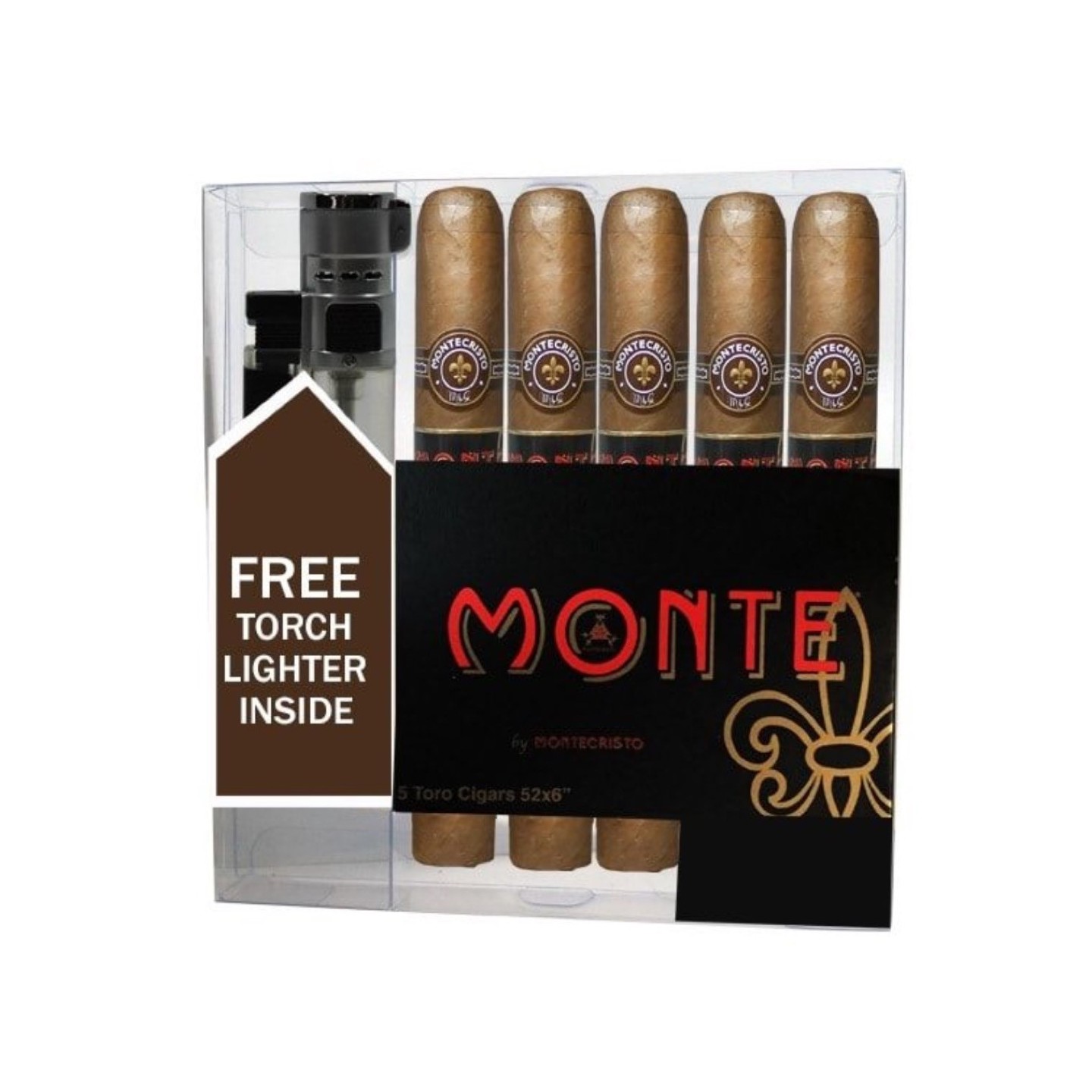 Monte By Montecristo Toro & Lighter 5PK 25
