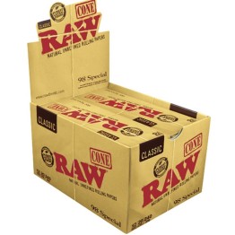 RAW 98MM/20MM Pre Rolled Cones 20PK/12 Display