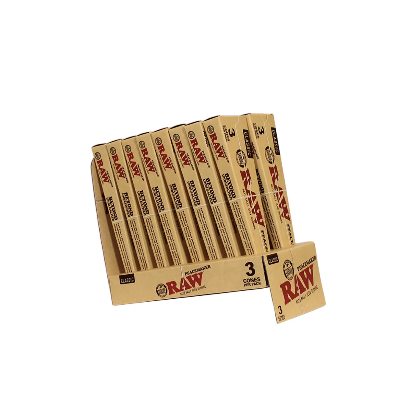 RAW Pre-Roll Peacemaker Cone 3PK of 16 Display