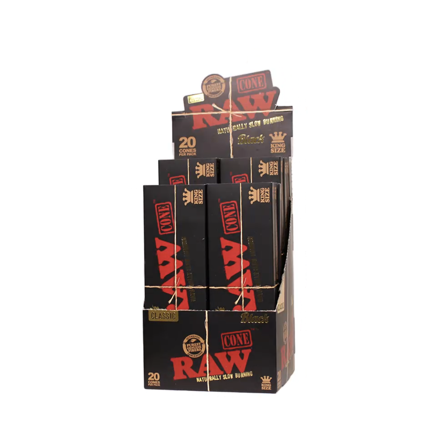 RAW Black Pre-Roll 1 1/4 Cones 20 Per PK