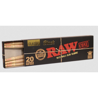 RAW Black Pre-Roll 1 1/4 Cones 20 Per PK