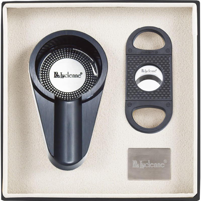Design Cigar Cutter & Ashtray Set Black (ACS3)