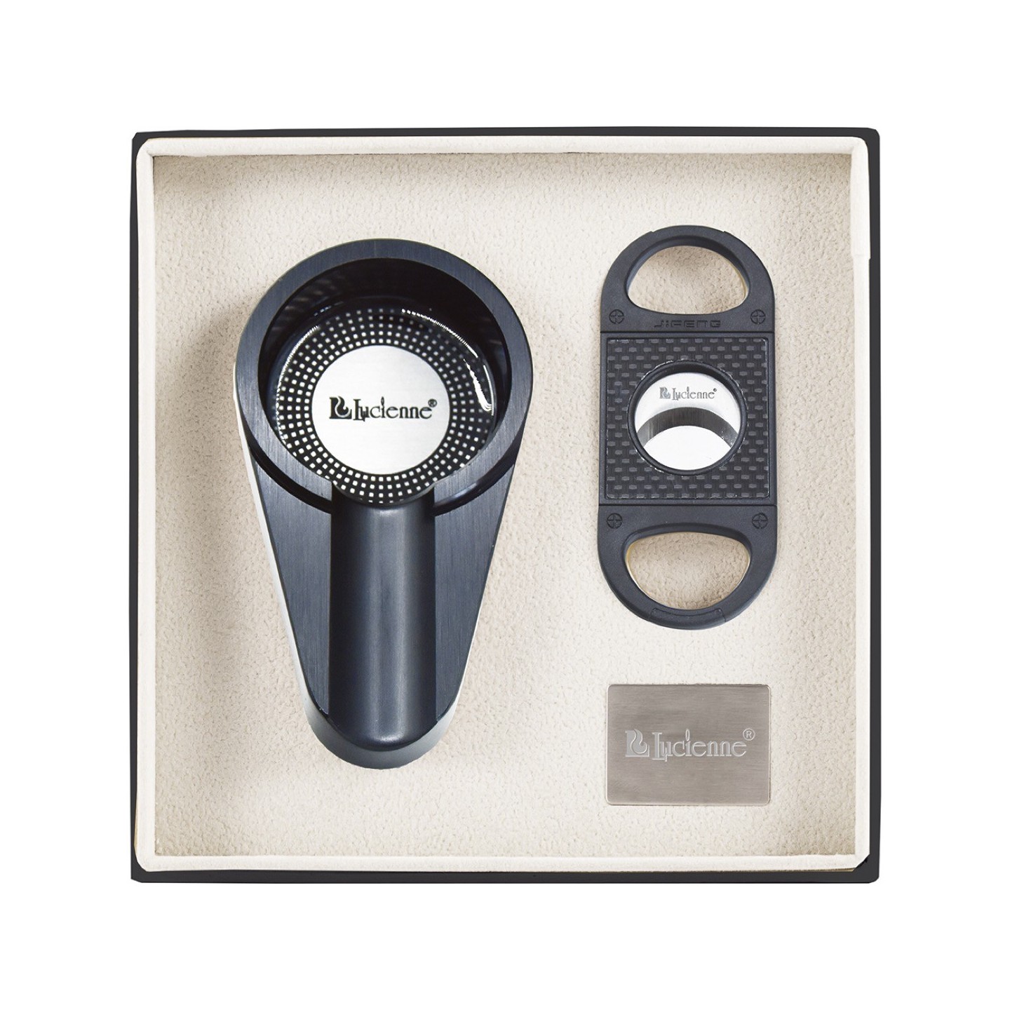 Design Cigar Cutter & Ashtray Set Black (ACS3)