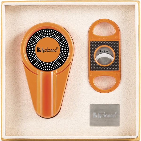 Design (ACS4) Orange Cigar Cutter & Ashtray