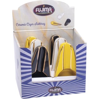 Ceramic Colored Cigar (AS153) Ashtrays w/ Gold Line 6CT