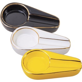 Ceramic Colored Cigar (AS153) Ashtrays w/ Gold Line 6CT