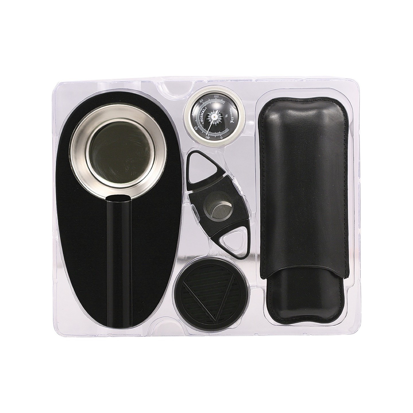 Cigar Gift Set (CG105) (Ashtray, Case, Cutter, Hygrometer)