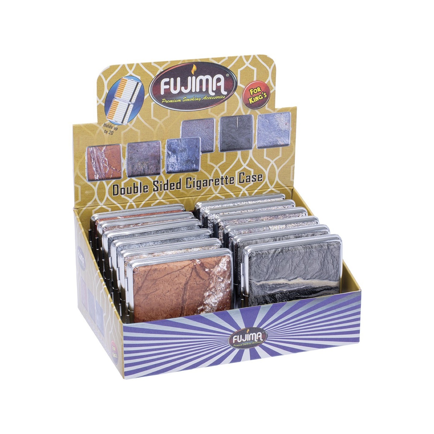 Metal Cig Case (CLC28) Marble King Size 12CT