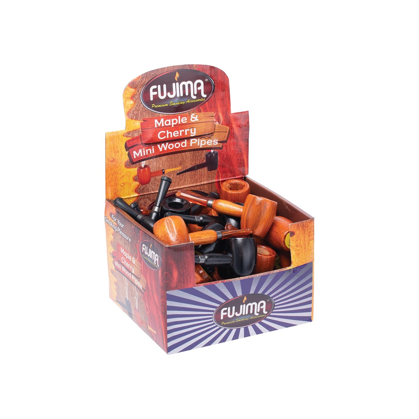 36ct. Mini Maple &Cherry Wooden Pipe WP36