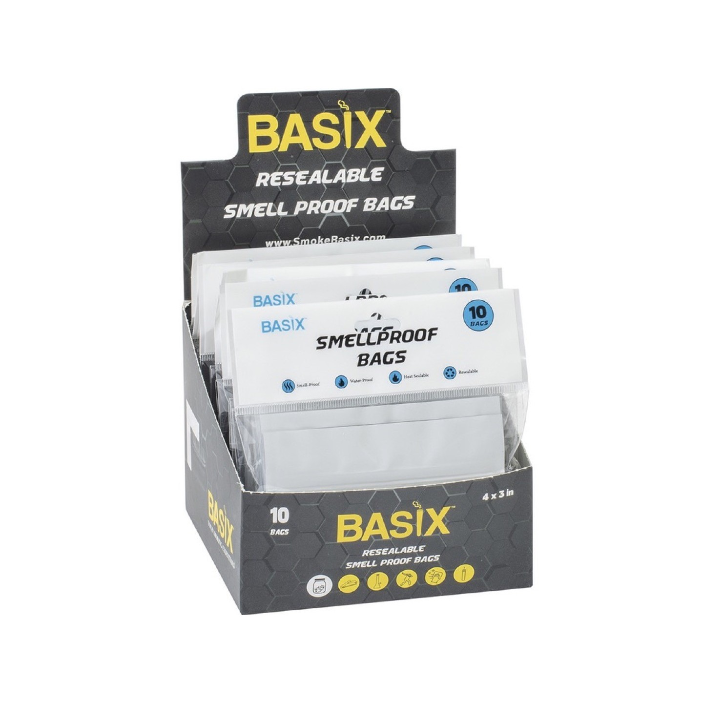 Basix Resealable Smellproof 7X4 Bags 10PK