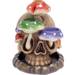 Skull Tri-Mushroom Eyes Backflow (IBC47) Incense Burner