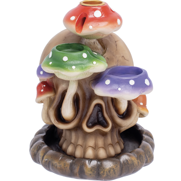 Skull Tri-Mushroom Eyes Backflow (IBC47) Incense Burner