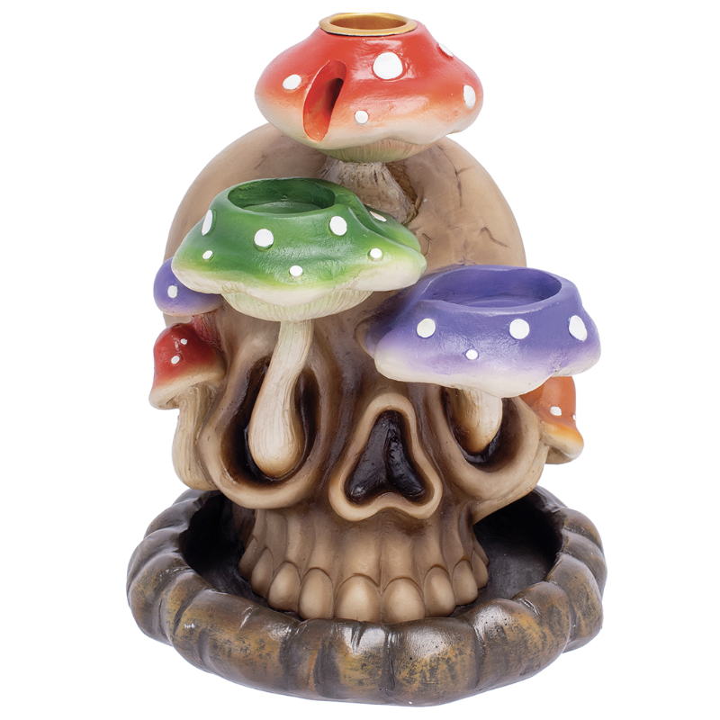 Skull Tri-Mushroom Eyes Backflow (IBC47) Incense Burner