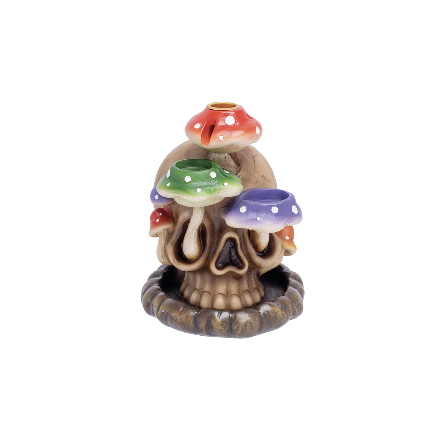 Skull Tri-Mushroom Eyes Backflow (IBC47) Incense Burner