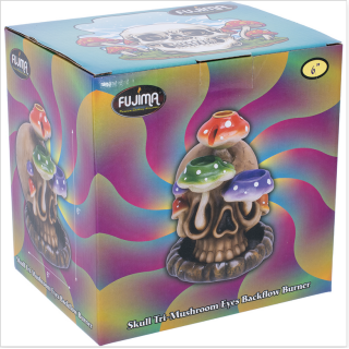 Skull Tri-Mushroom Eyes Backflow (IBC47) Incense Burner